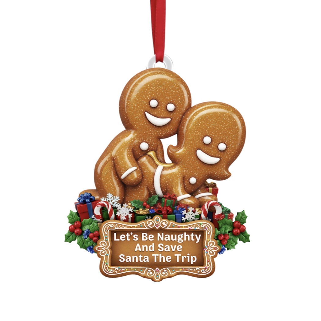 Naughty Gingerbread Couple Christmas Ornament - Personalized Gifts For Couple