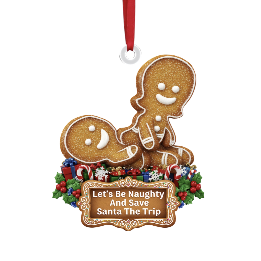 Naughty Gingerbread Couple Christmas Ornament - Personalized Gifts For Couple