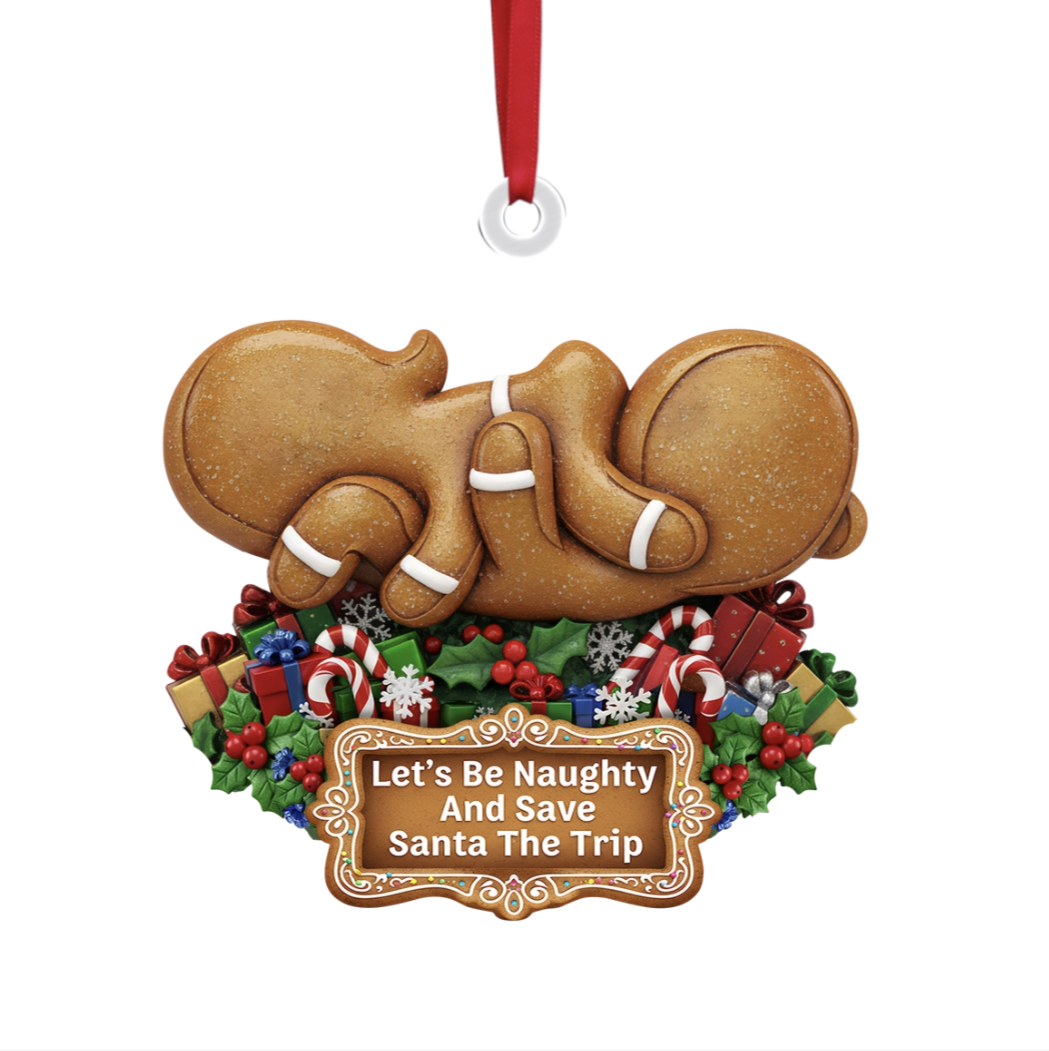 Naughty Gingerbread Couple Christmas Ornament - Personalized Gifts For Couple