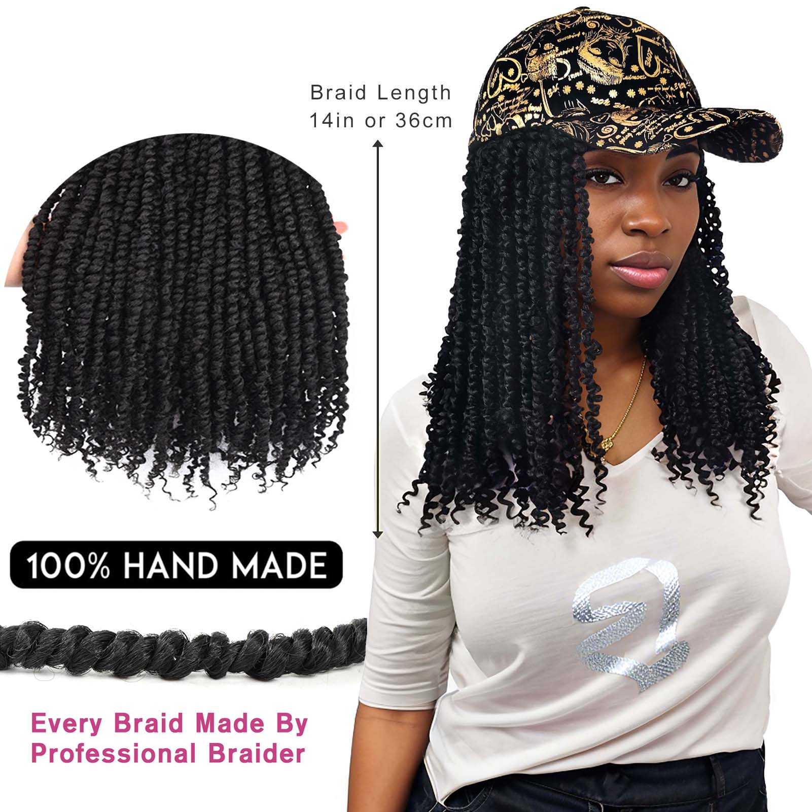 Baseball Cap with Passion Twist Crochet Hair