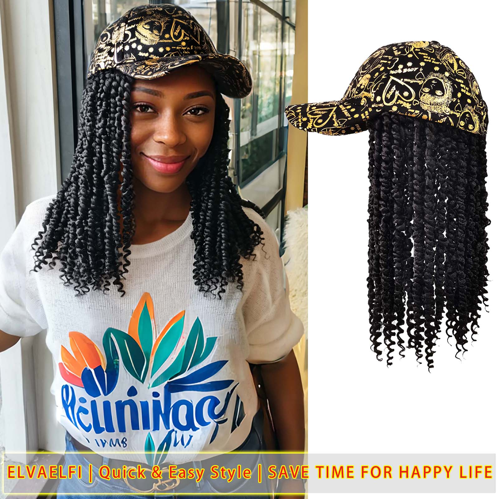 Baseball Cap with Passion Twist Crochet Hair