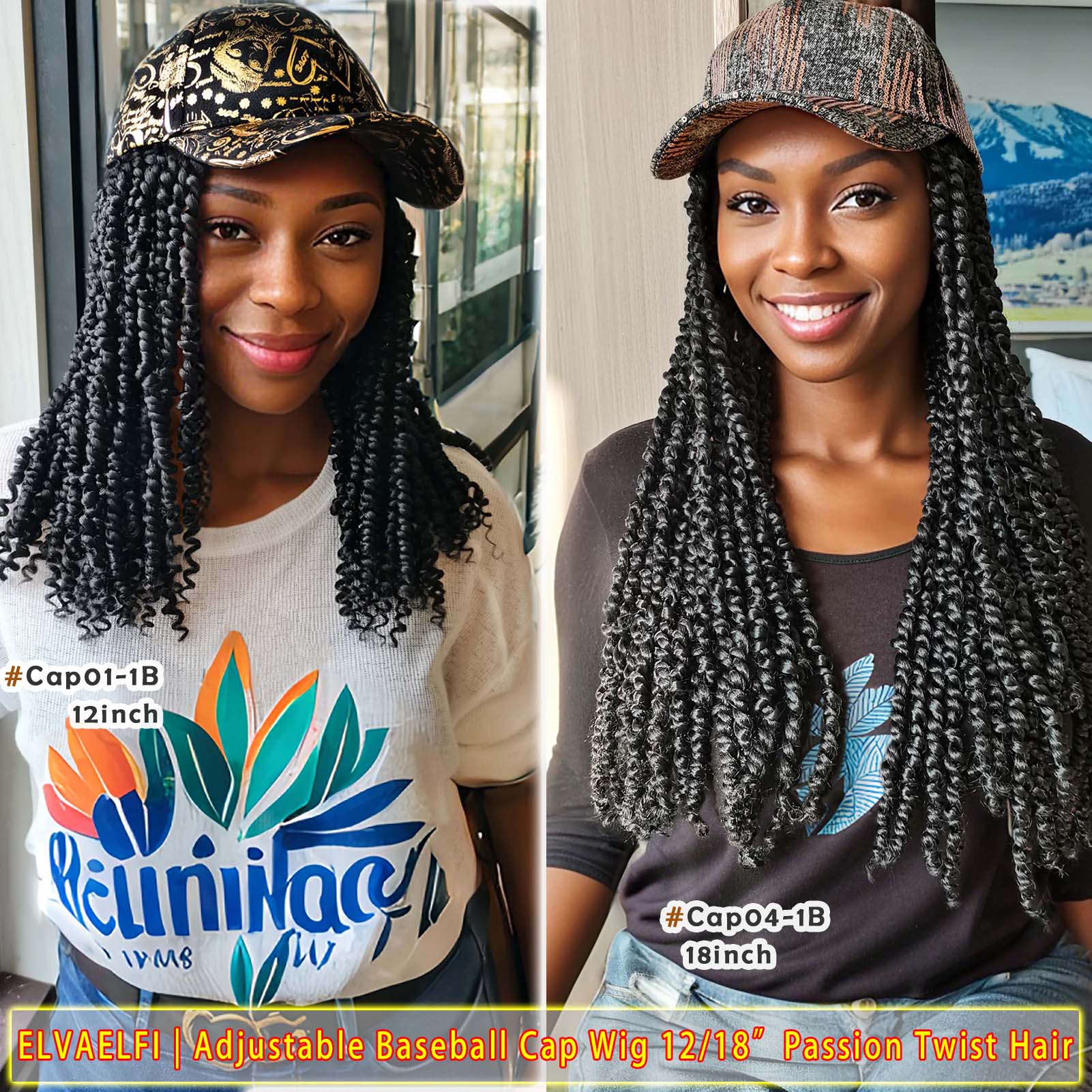 Baseball Cap with Passion Twist Crochet Hair