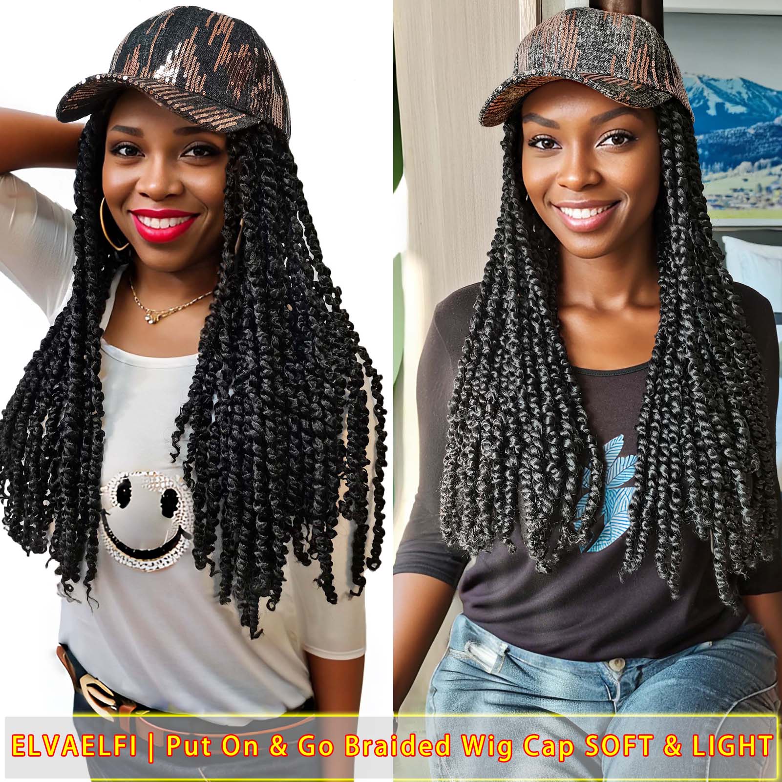 Sequin Baseball Cap with Passion Twist Hair