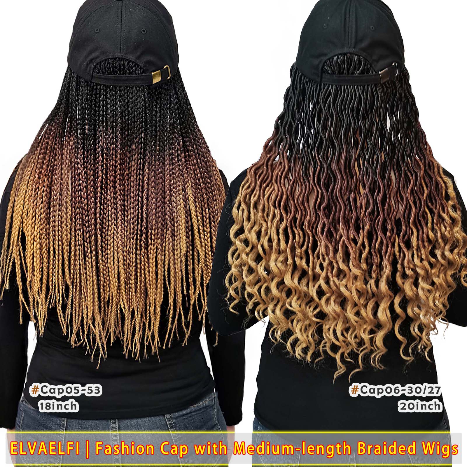 Butterfly Baseball Cap with Goddess Curls Faux Locs Crochet Hair