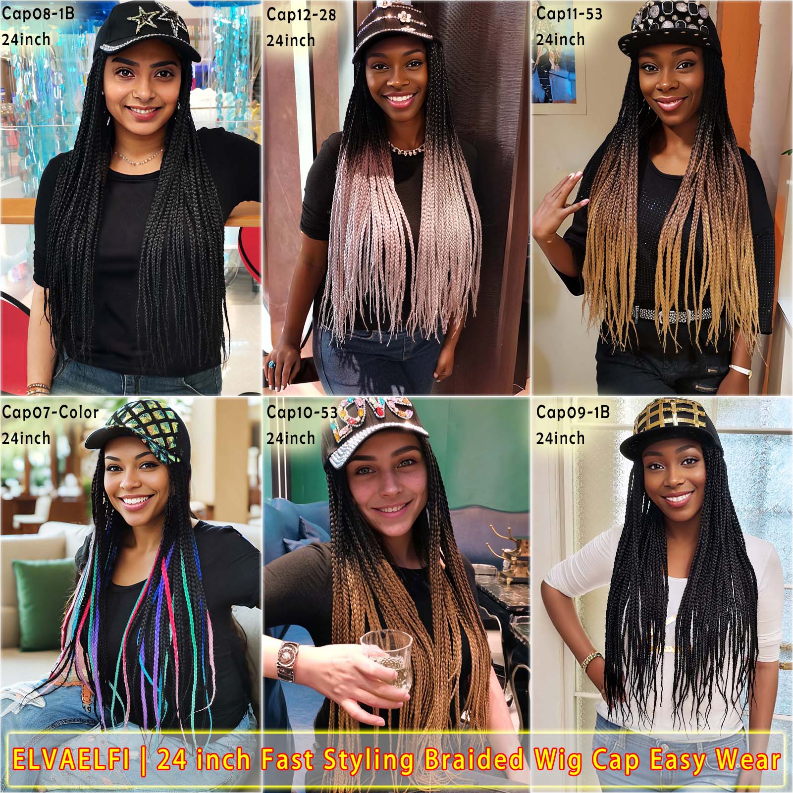 Colorful 'LOVE' Baseball Cap with 3X Box Braids