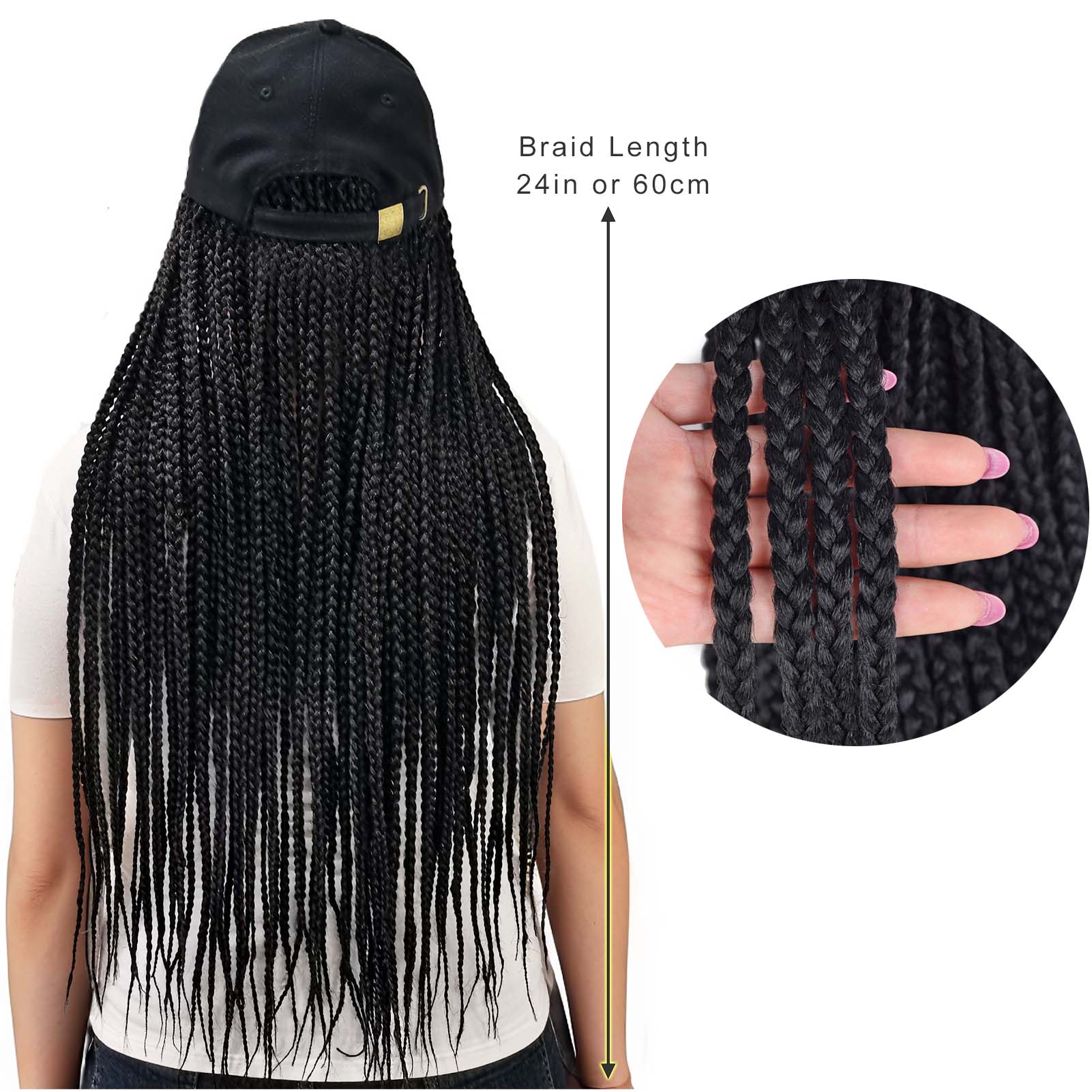 Glitter Star Baseball Cap with 3X Box Braids