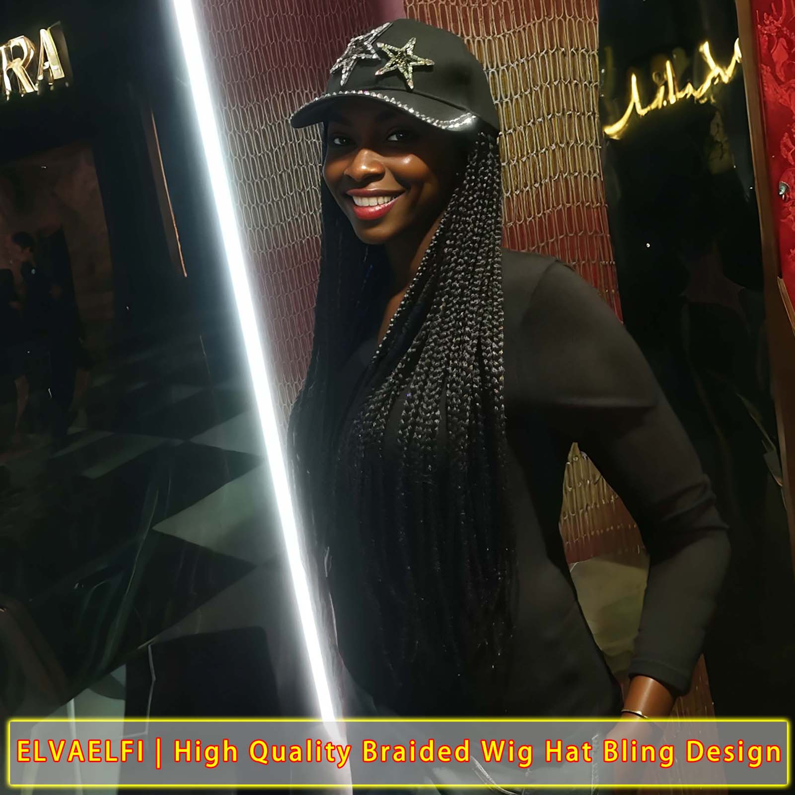 Glitter Star Baseball Cap with 3X Box Braids