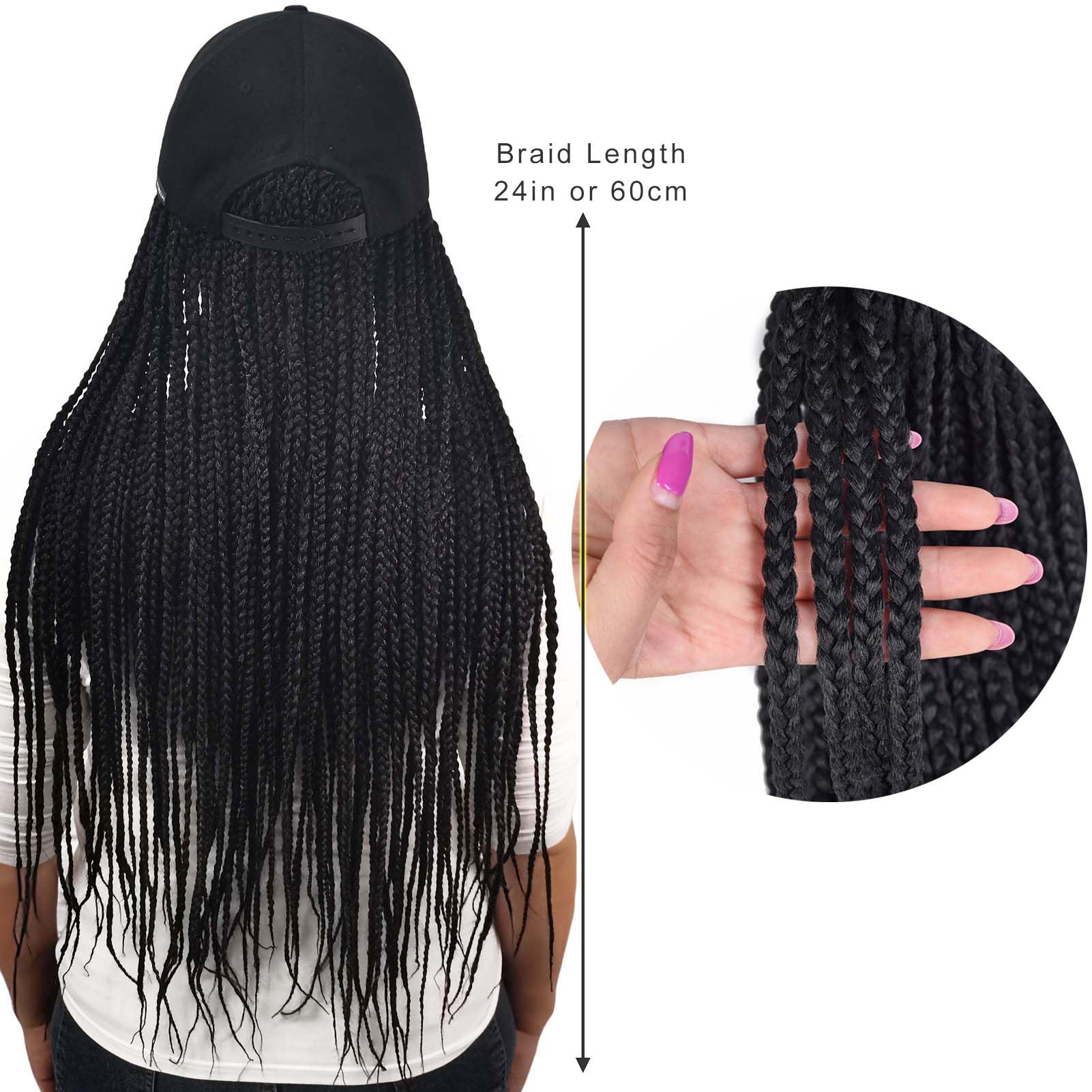 Golden Stripe Flat Cap with 3X Box Braids