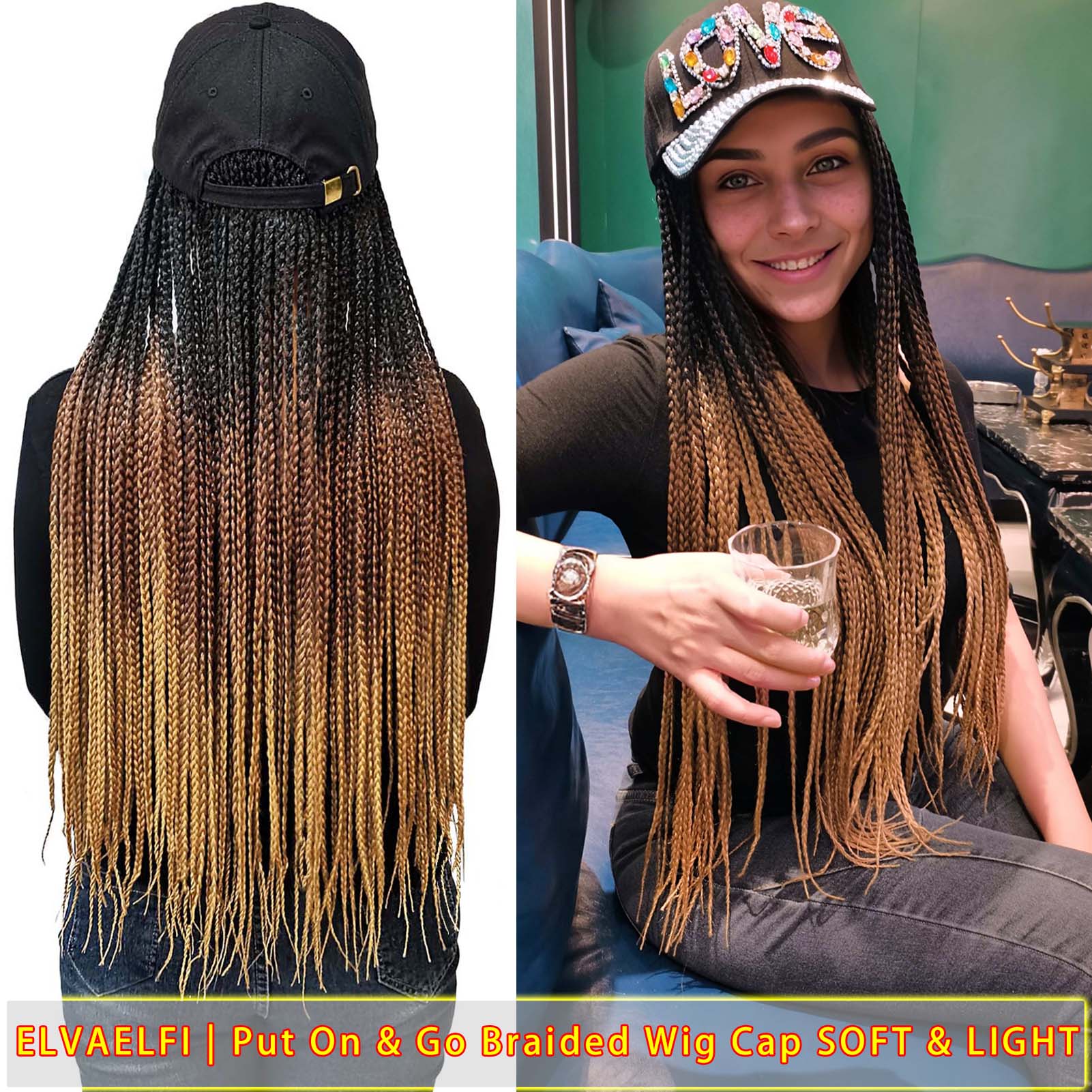 Colorful 'LOVE' Baseball Cap with 3X Box Braids