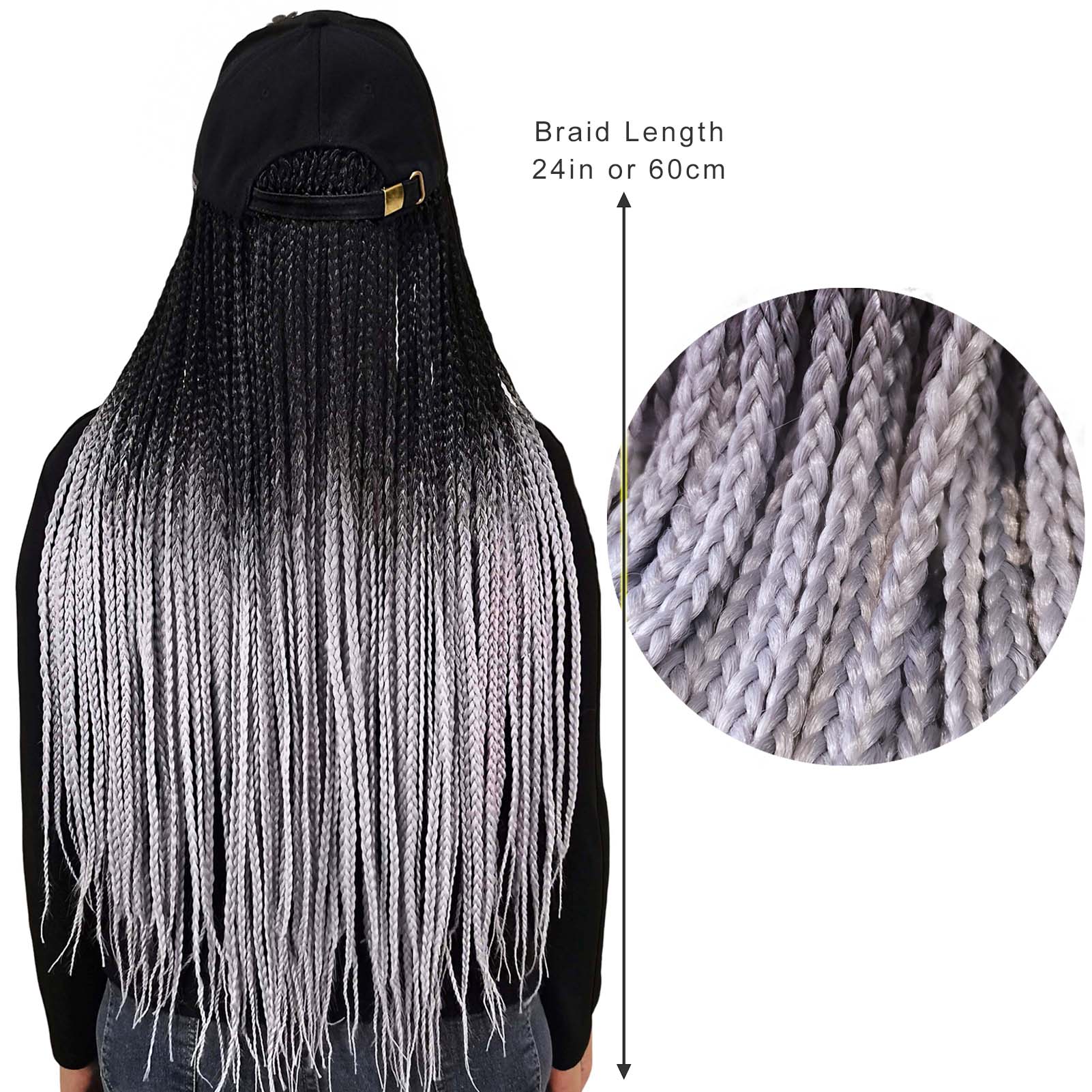 Bling Flower Baseball Cap with 3X Box Braids