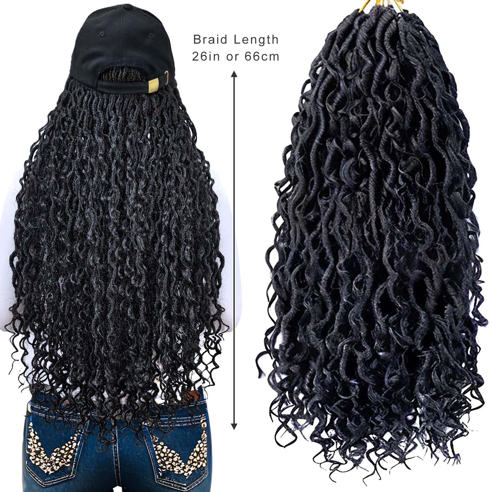 Colorful 'LUCK' Baseball Cap with Boho Goddess River Locs Hair