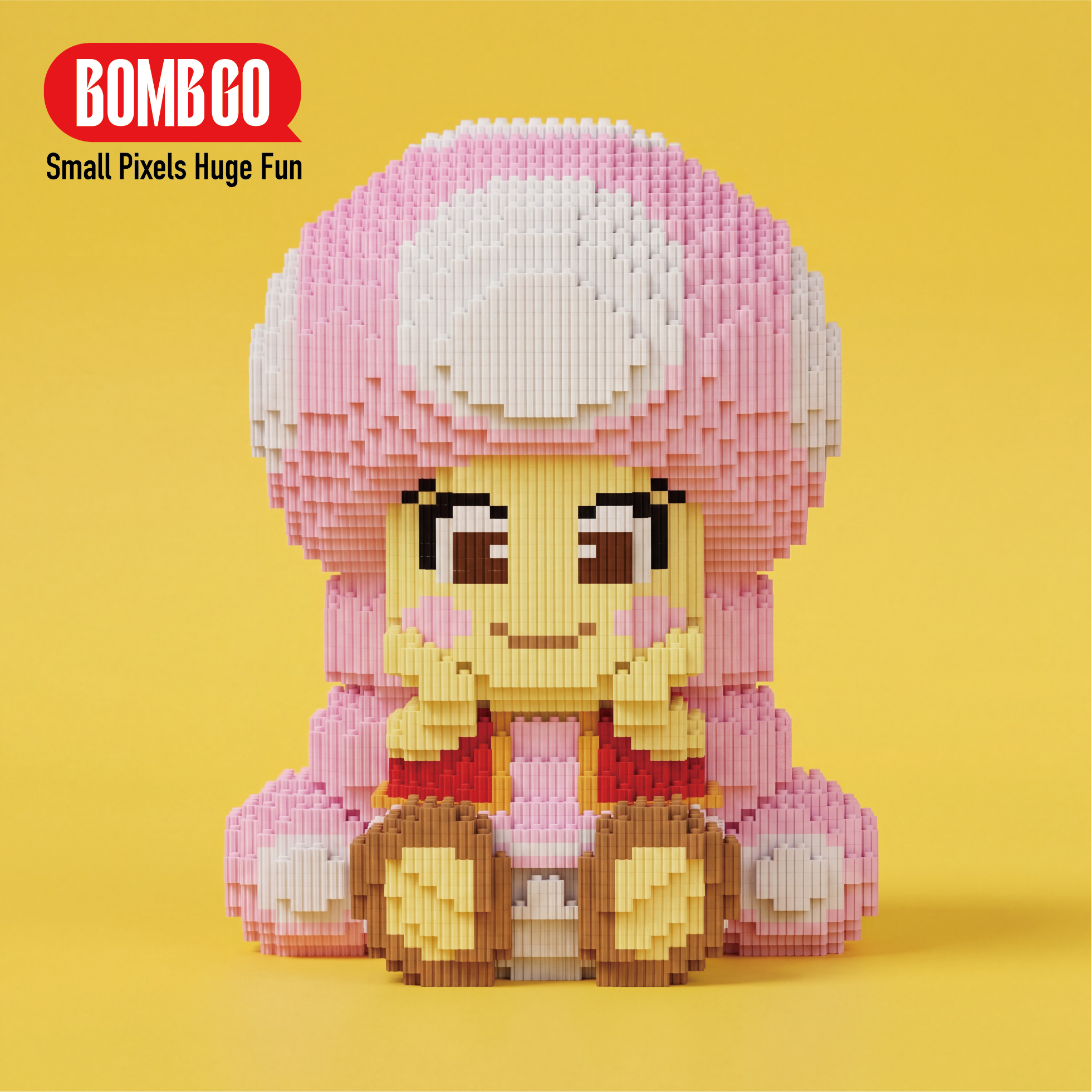 BOMBGO Mario Pink Toad Micro Building Blocks Set - 8132 PCS 3D Puzzle DIY Toy Collectible Gift
