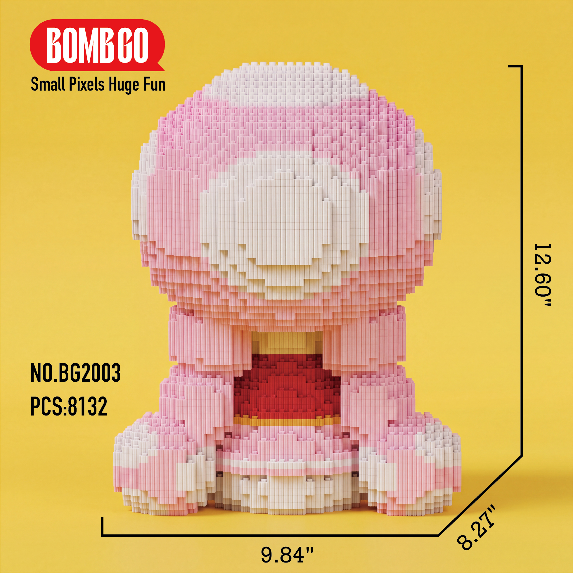 BOMBGO Mario Pink Toad Micro Building Blocks Set - 8132 PCS 3D Puzzle DIY Toy Collectible Gift