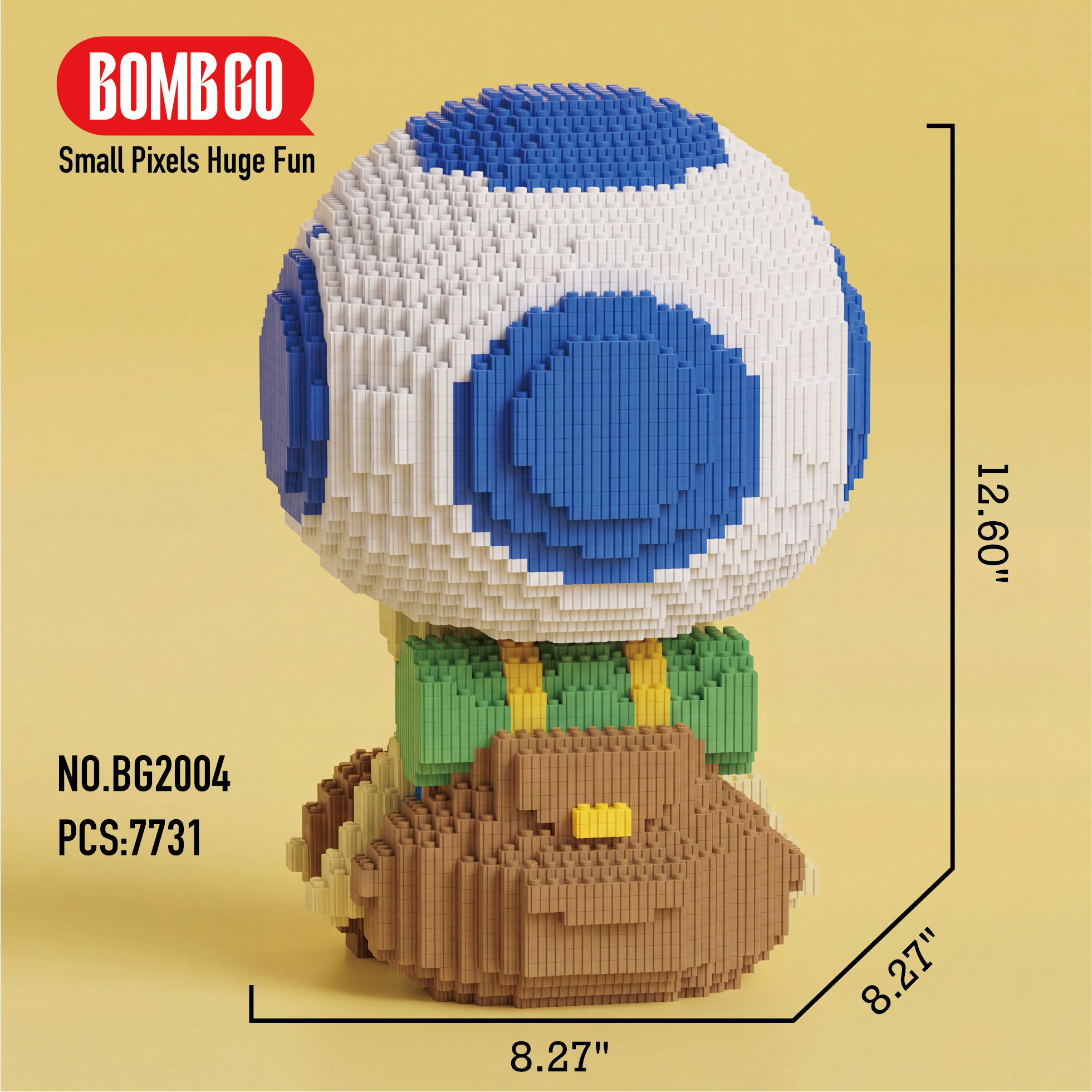 BOMBGO Mario Blue Toad Micro Building Blocks Set - 7731 PCS 3D Puzzle DIY Toy Collectible Gift