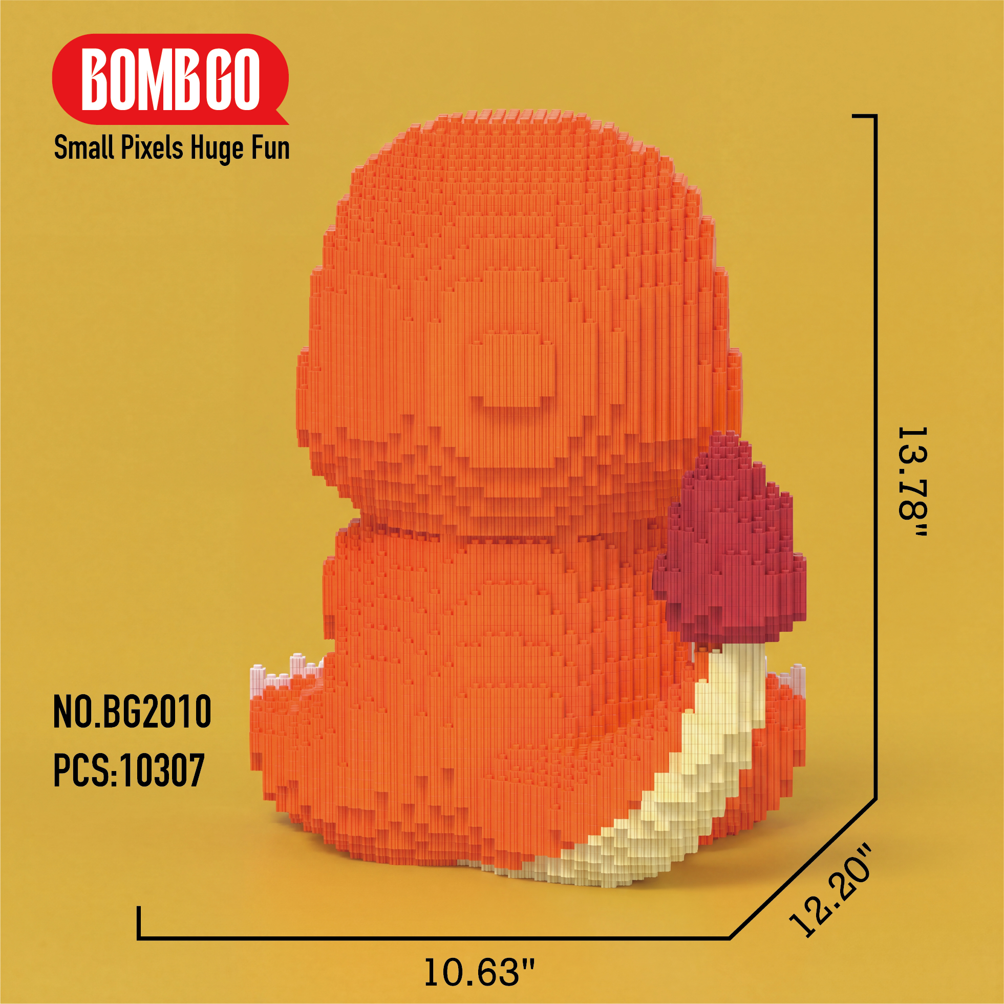 BOMBGO Pokemon Charmander Sitting Micro Building Blocks Set - 10307 PCS 3D Puzzle DIY Toy Collectible Gift