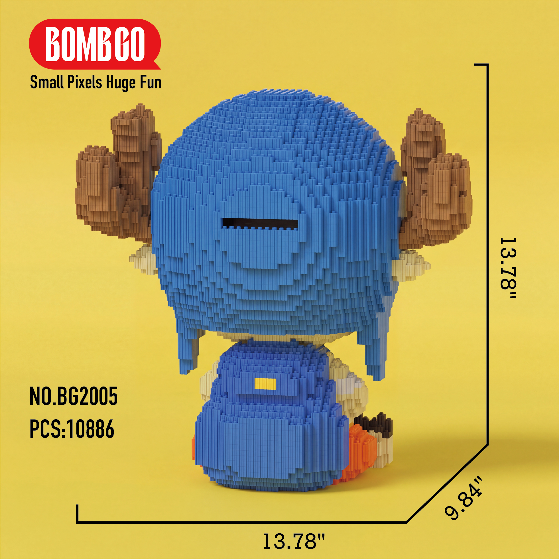 BOMBGO One Piece Chopper Sitting Micro Building Blocks Set - 10886 PCS 3D Puzzle DIY Toy Collectible Gift
