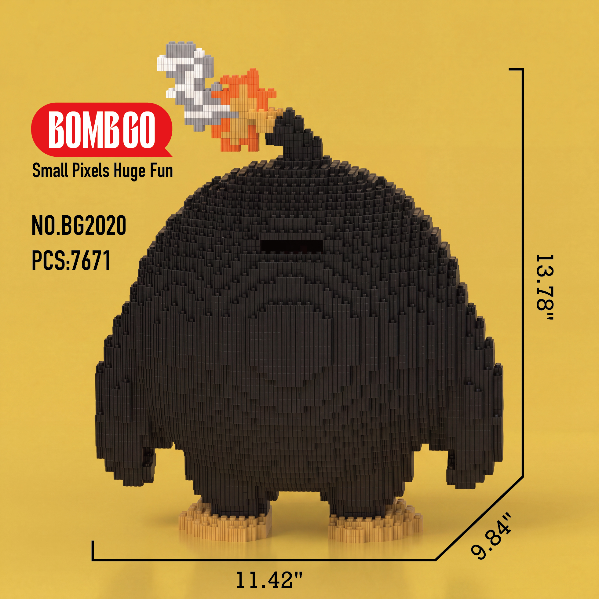 BOMBGO Angry Birds Bomb Black Micro Building Blocks Set - 7671 PCS 3D Puzzle DIY Toy Collectible Gift