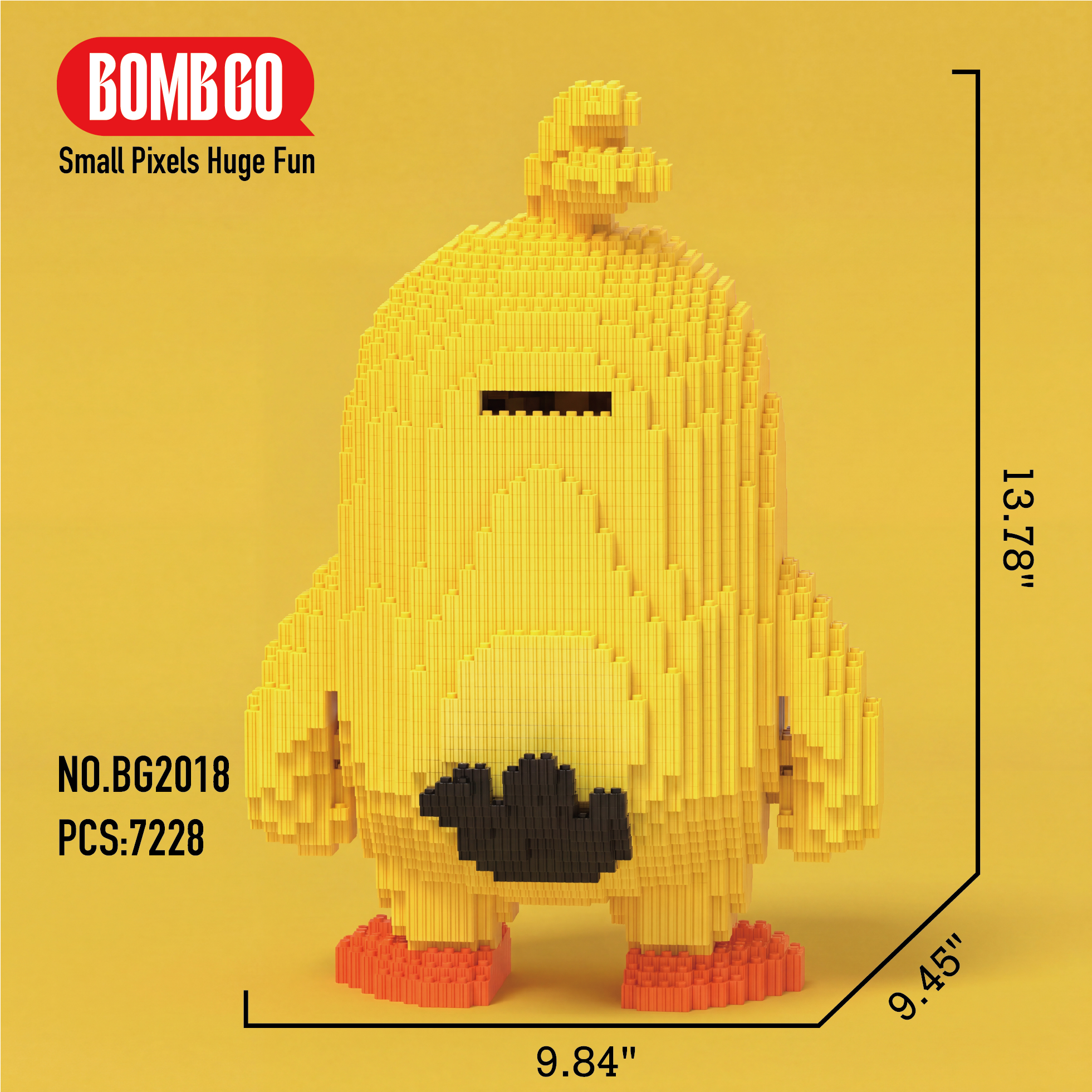 BOMBGO Angry Birds Chuck Yellow Micro Building Blocks Set - 7228 PCS 3D Puzzle DIY Toy Collectible Gift