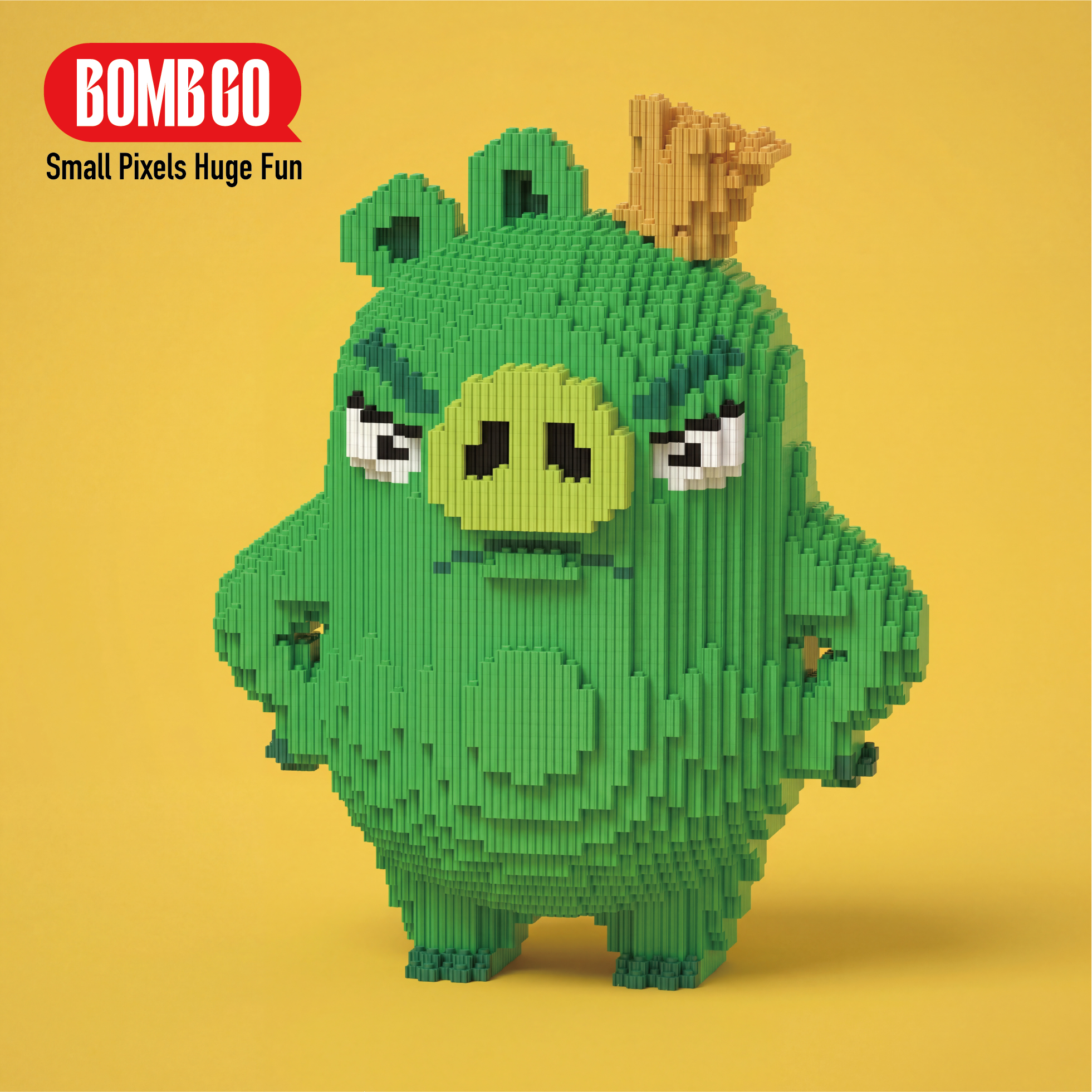 BOMBGO Angry Birds Green Pig Micro Building Blocks Set - 7536 PCS 3D Puzzle DIY Toy Collectible Gift