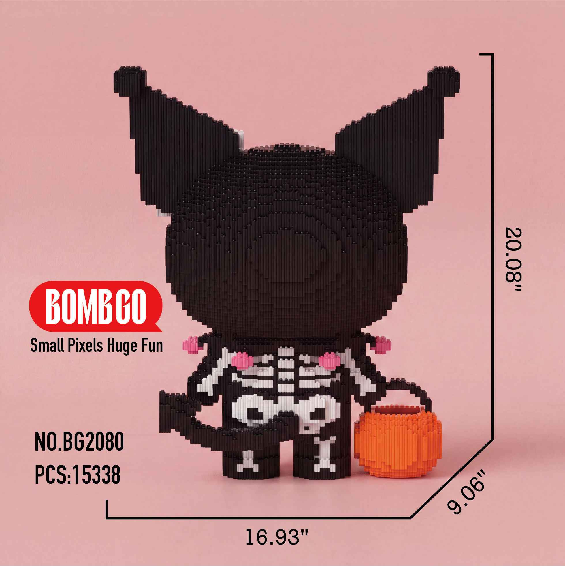 BOMBGO Halloween Skeleton Kuromi Micro Building Blocks Set - 15338 PCS 3D Puzzle DIY Toy Collectible Gift