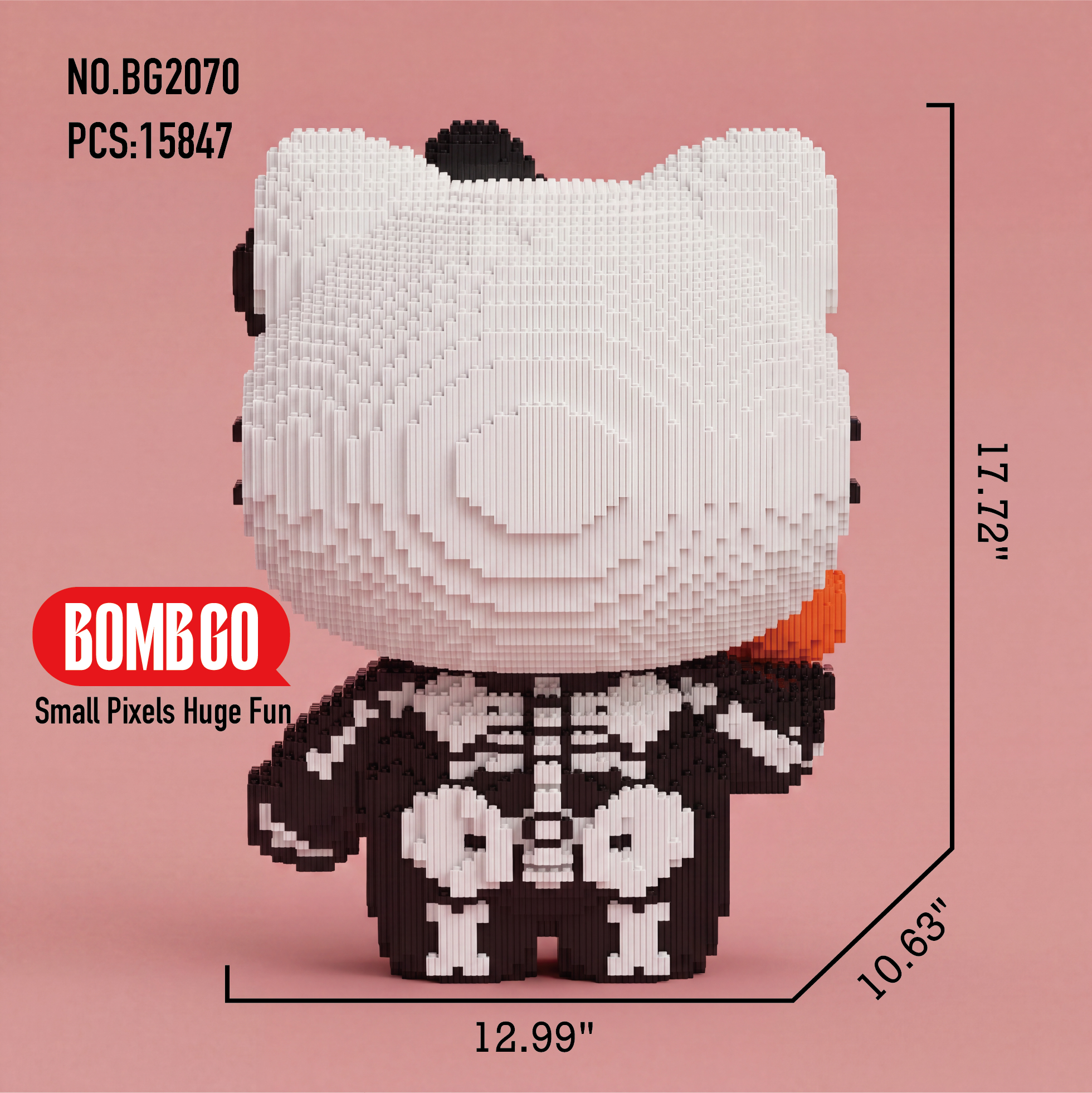 BOMBGO Halloween Skeleton Hello Kitty Micro Building Blocks Set - 15847 PCS 3D Puzzle DIY Toy Collectible Gift