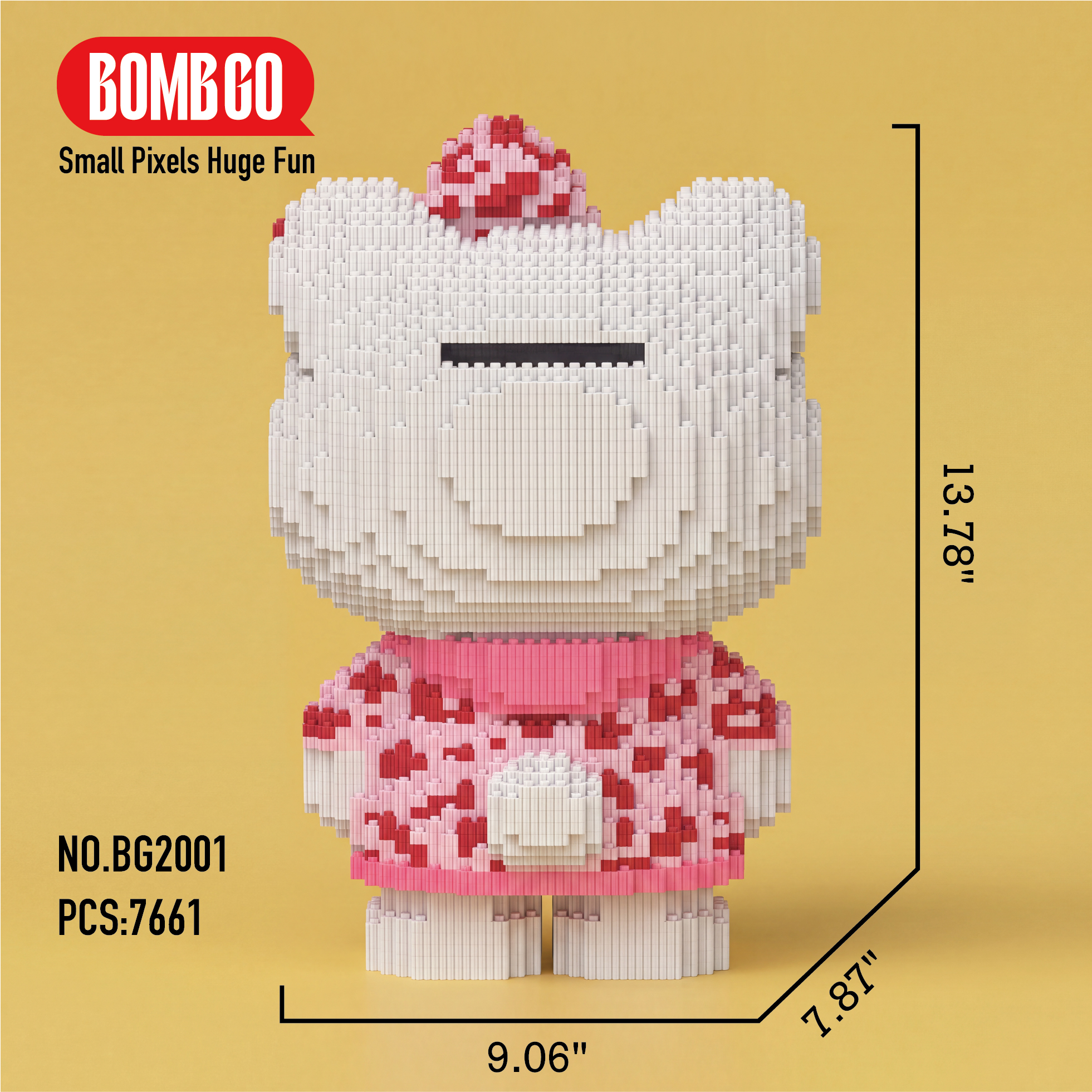 BOMBGO Hello Kitty Pink Micro Building Blocks Set - 7661 PCS 3D Puzzle DIY Toy Collectible Gift