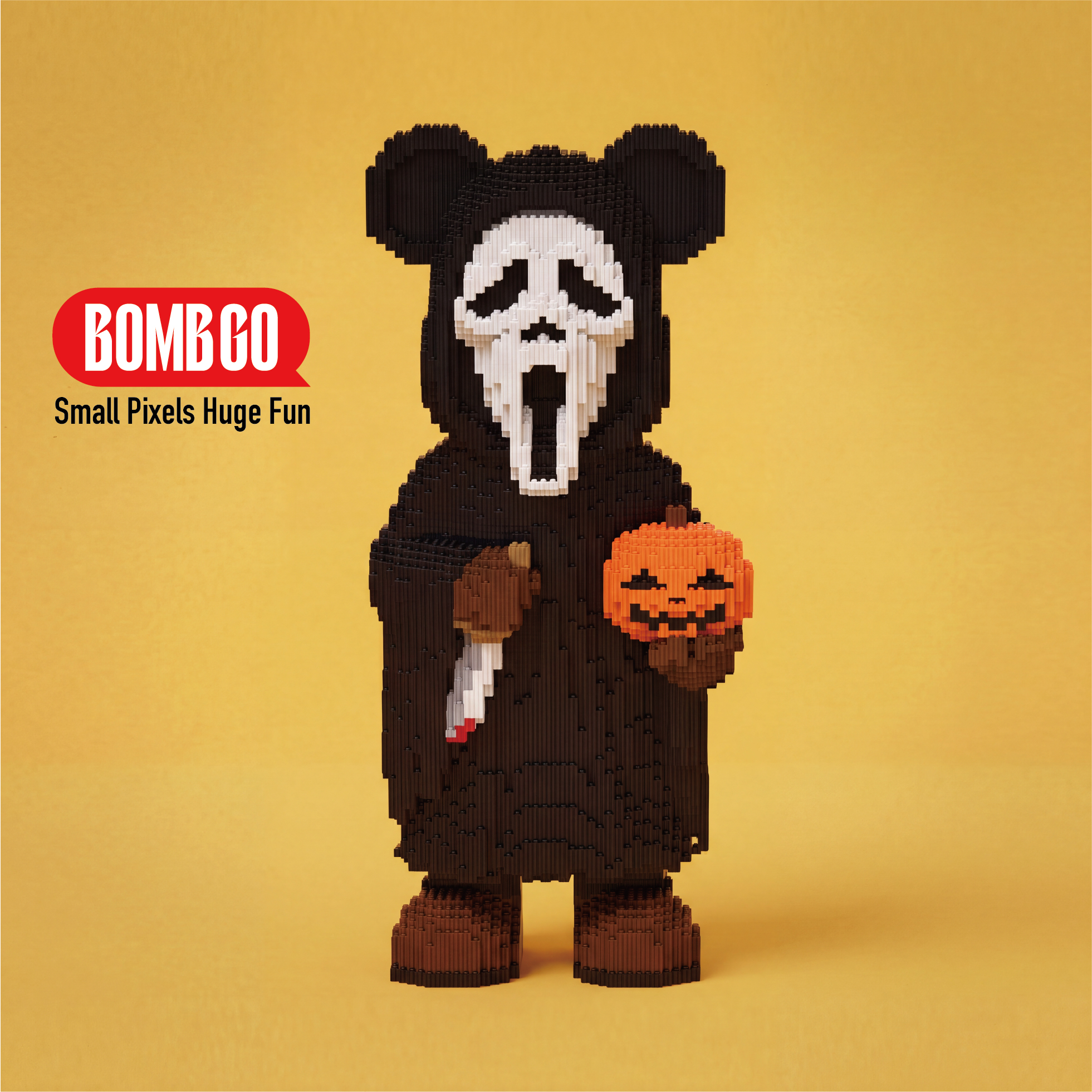 BOMBGO Death Ghost Face Bear Micro Building Blocks Set - 18202 PCS 3D Puzzle DIY Toy Collectible Gift