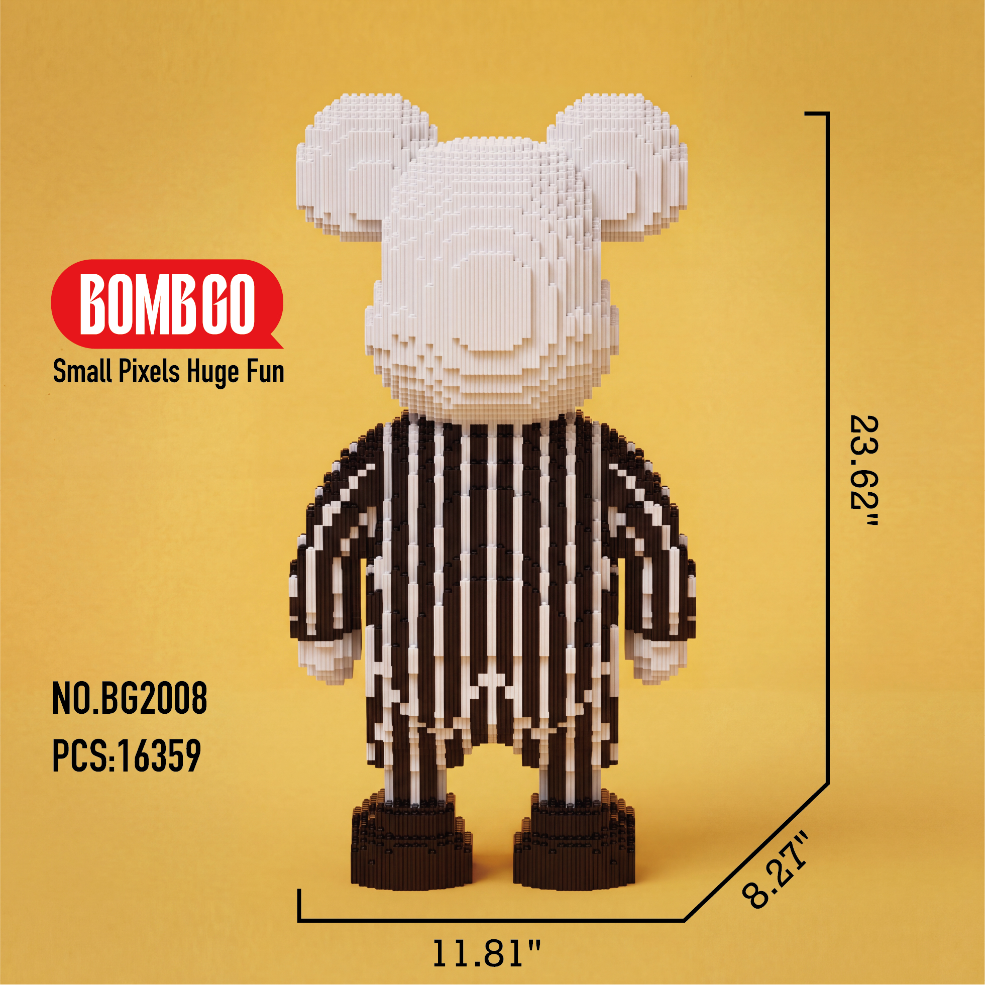 BOMBGO Skeleton Tailcoat Bear Micro Building Blocks Set - 16359 PCS 3D Puzzle DIY Toy Collectible Gift
