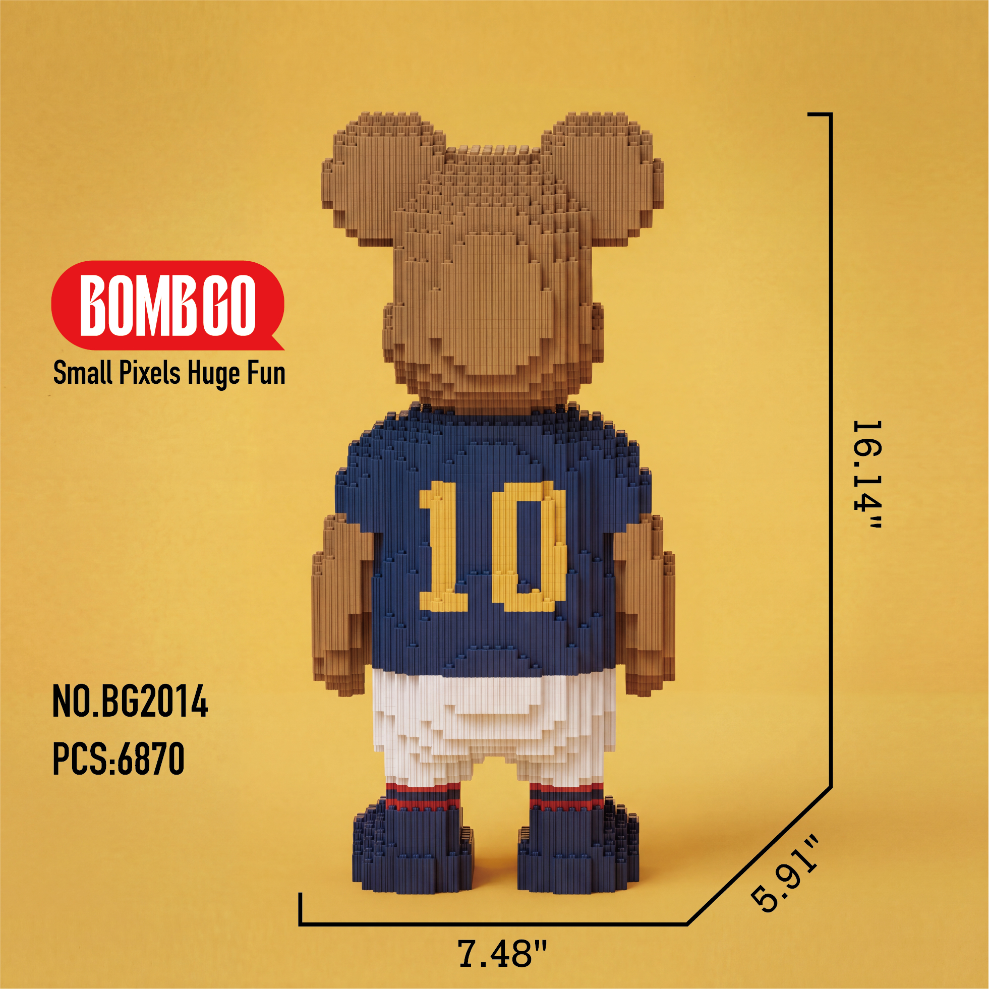BOMBGO Mbappe Soccer Bear Micro Building Blocks Set - 6870 PCS 3D Puzzle DIY Toy Collectible Gift