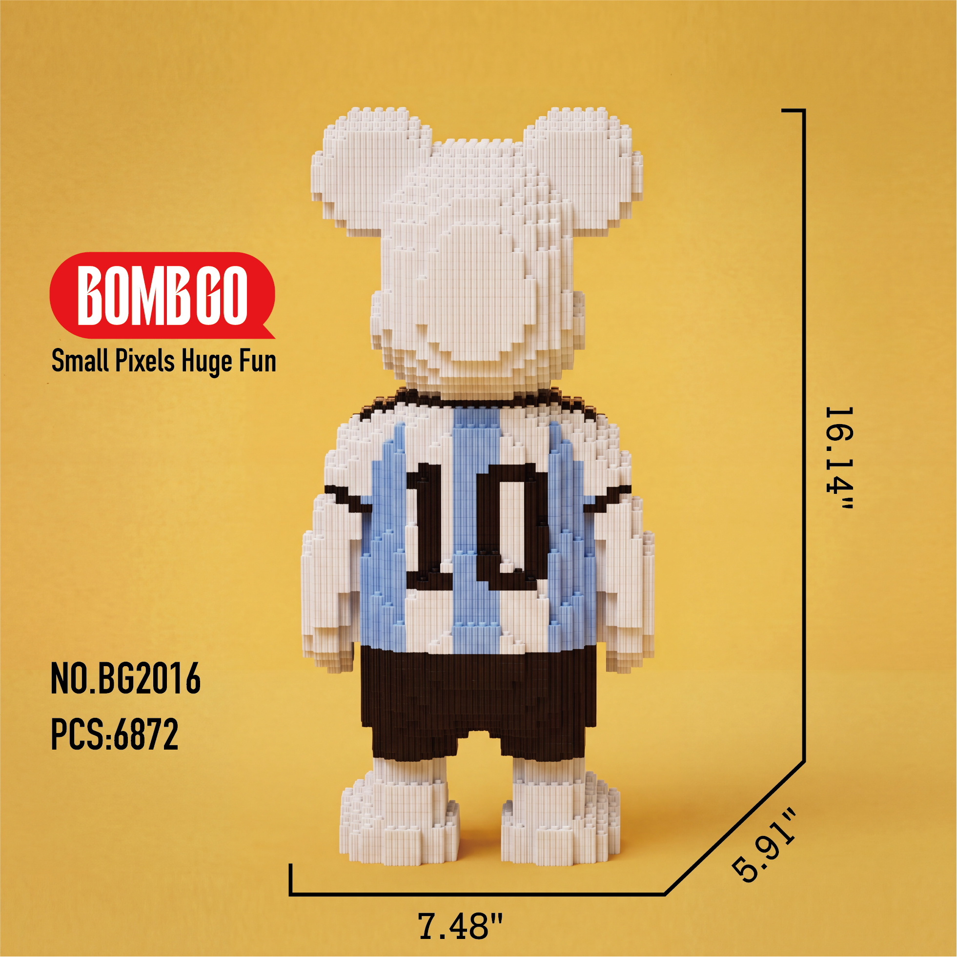 BOMBGO Messi Soccer Bear Micro Building Blocks Set - 6872 PCS 3D Puzzle DIY Toy Collectible Gift