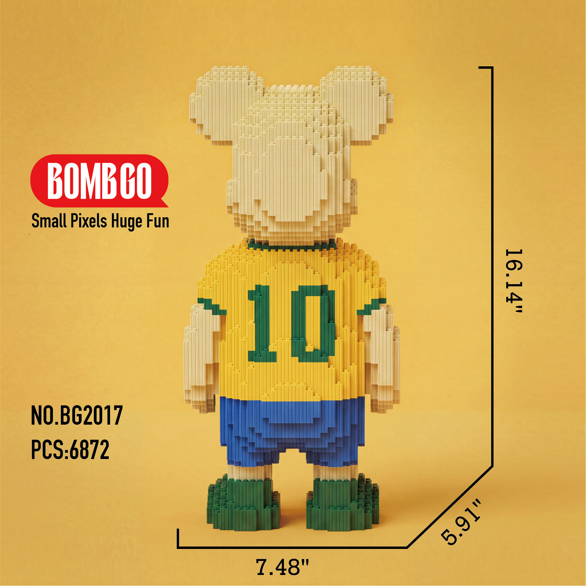 BOMBGO Neymar Soccer Bear Micro Building Blocks Set - 6872 PCS 3D Puzzle DIY Toy Collectible Gift