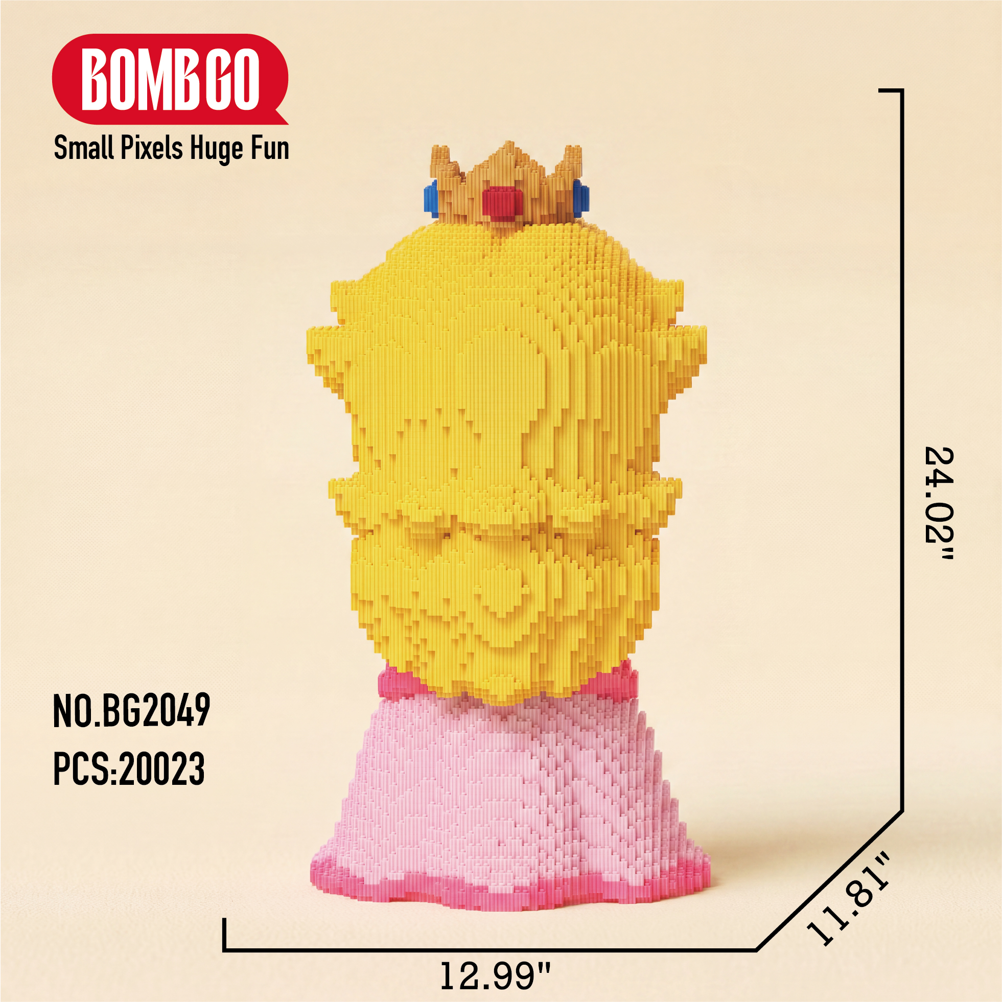 BOMBGO Princess Peach Micro Building Blocks Set - 20023 PCS 3D Puzzle DIY Toy Collectible Gift