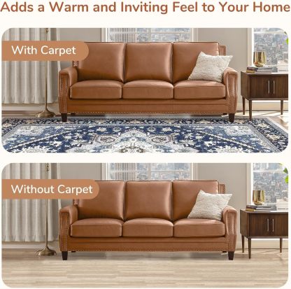 OPPODREAM Soft Area Rugs 5x7, Persian-Inspired Washable Rug, Blue & Gold