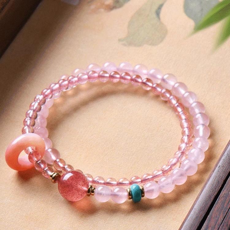Peach Blossom Pink Crystal Bracelet