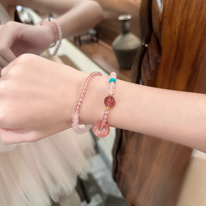 Peach Blossom Pink Crystal Bracelet