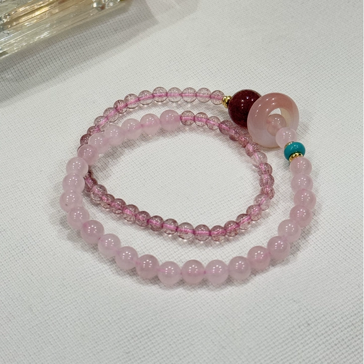 Peach Blossom Pink Crystal Bracelet
