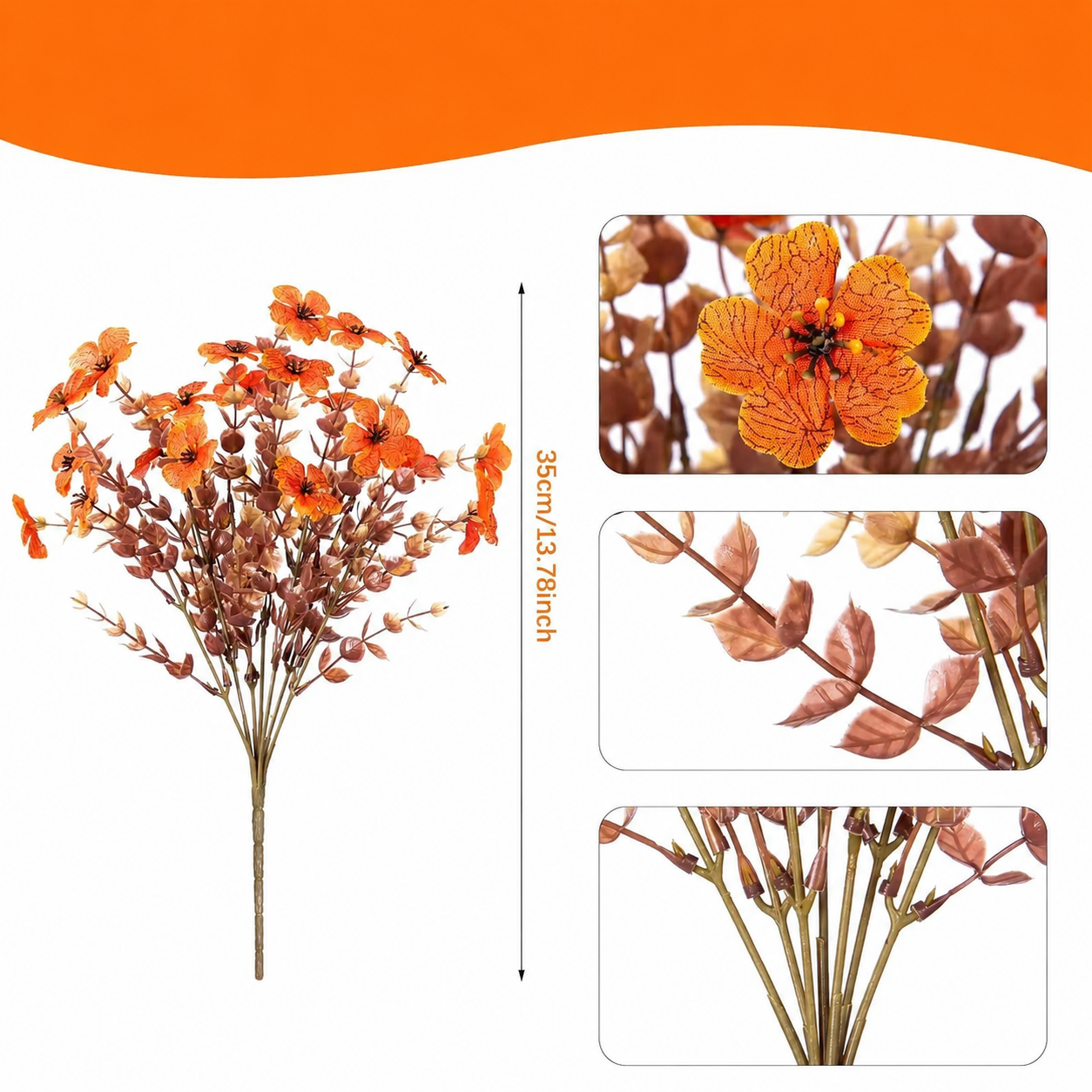 Autumn Faux Silk Daisy Flowers Halloween - Set of 12