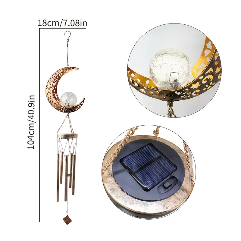 Solar Moon Wind Chime Hanging Lights -Outdoor Garden Lights