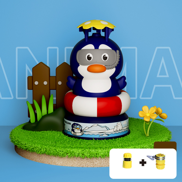 Children's summer outdoor high-pressure air jet water toy, summer outdoor fun cartoon rotating flying water rocket