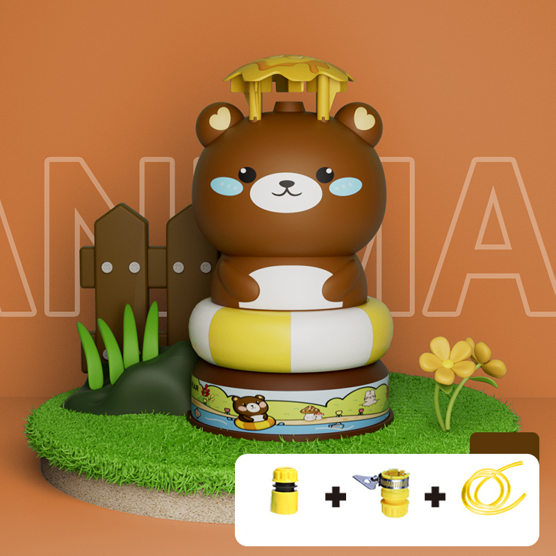 Children's summer outdoor high-pressure air jet water toy, summer outdoor fun cartoon rotating flying water rocket