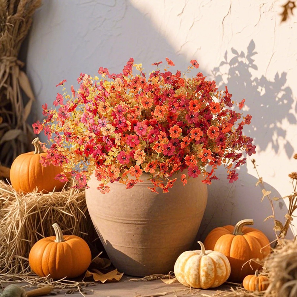 Autumn Faux Silk Daisy Flowers Halloween - Set of 12