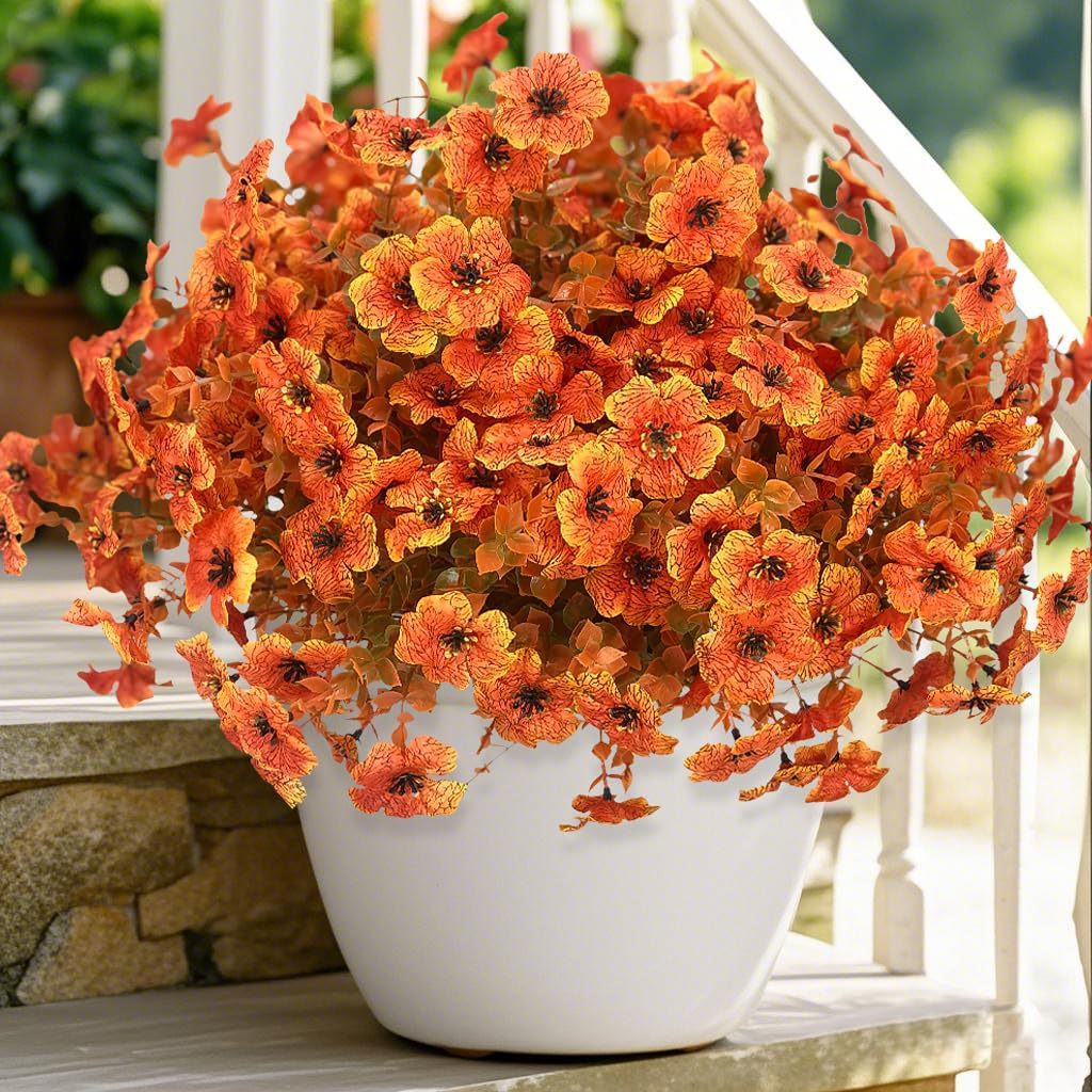 Autumn Faux Silk Daisy Flowers Halloween - Set of 12