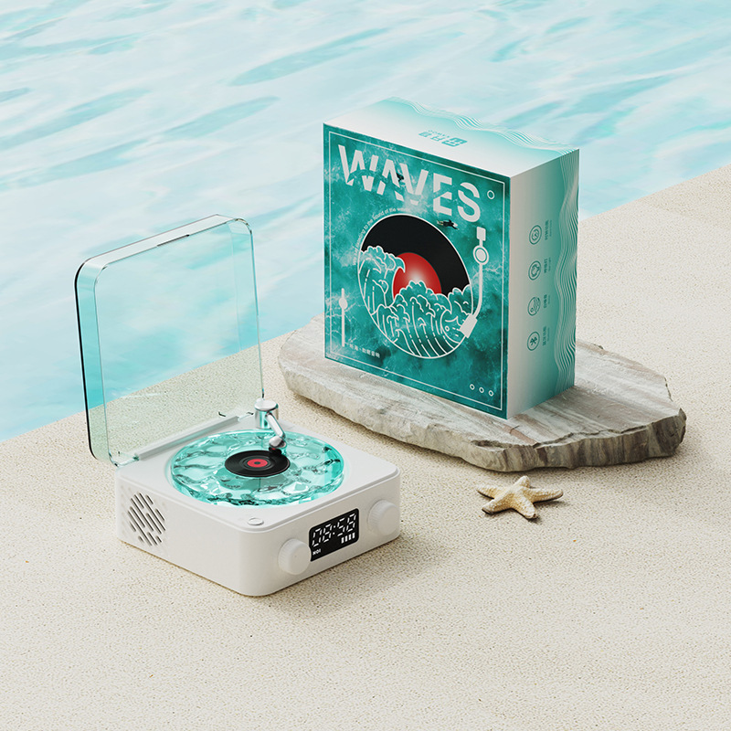 The Waves Vinyl Player with Water Ripple Light,