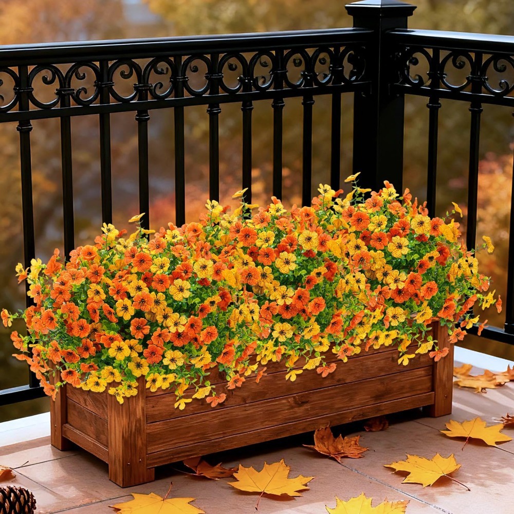 Autumn Faux Silk Daisy Flowers Halloween - Set of 12