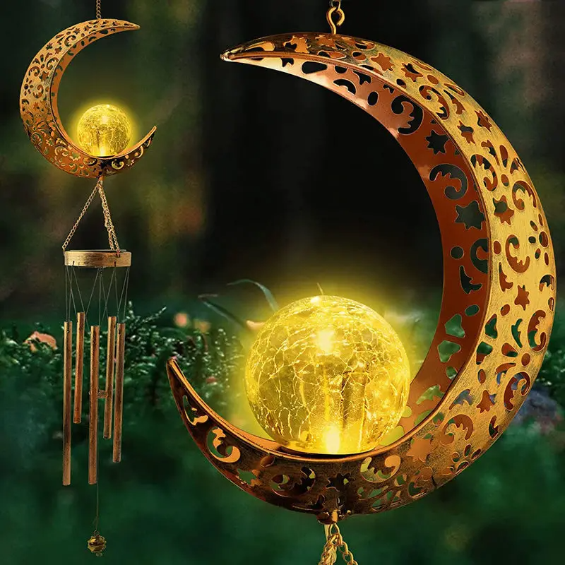 Solar Moon Wind Chime Hanging Lights -Outdoor Garden Lights