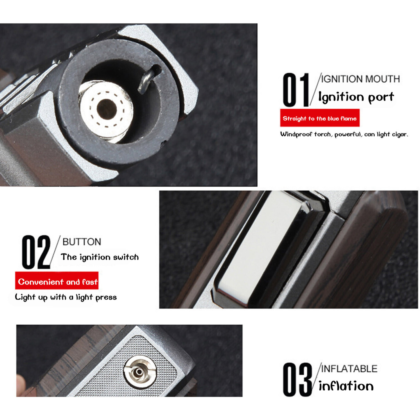 Powerful and Windproof Triple Jet Torch