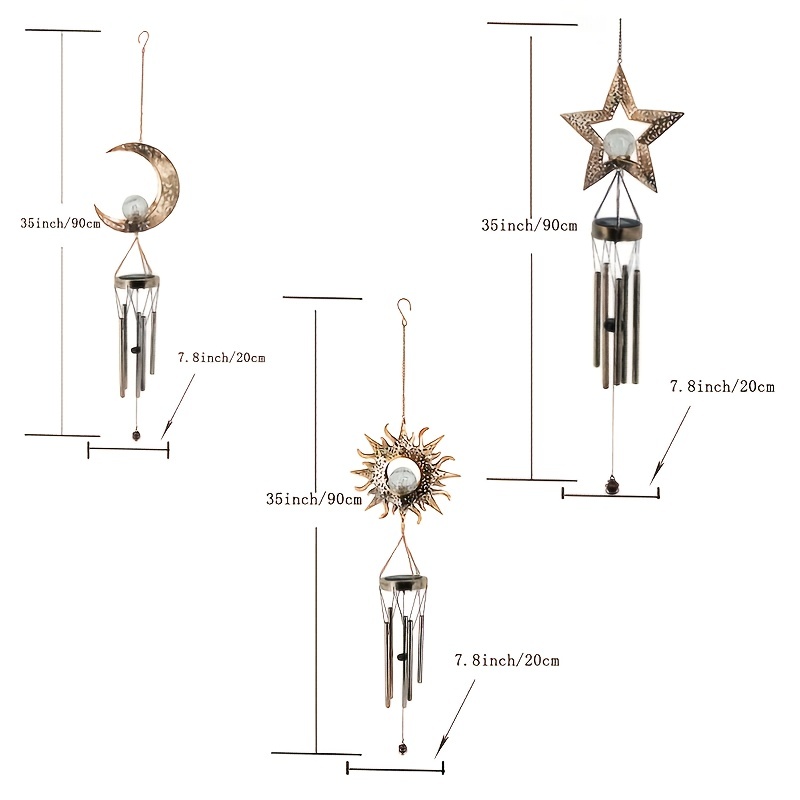 Solar Moon Wind Chime Hanging Lights -Outdoor Garden Lights