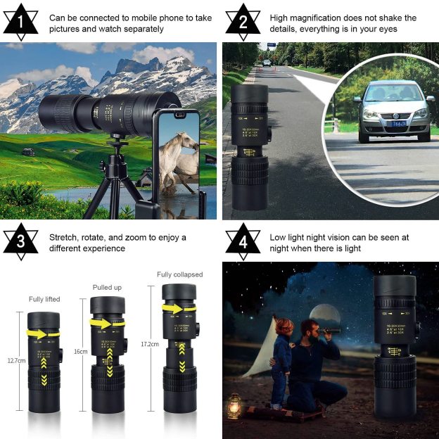 [4K] 30-300X40mm Super Telescope Smart Night Vision Waterproof Zoom Monocular Telescope