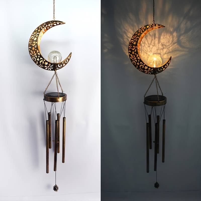 Solar Moon Wind Chime Hanging Lights -Outdoor Garden Lights