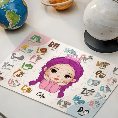 Personalized Jigsaw Puzzle for Kids Cute Animal Alphabet Puzzle